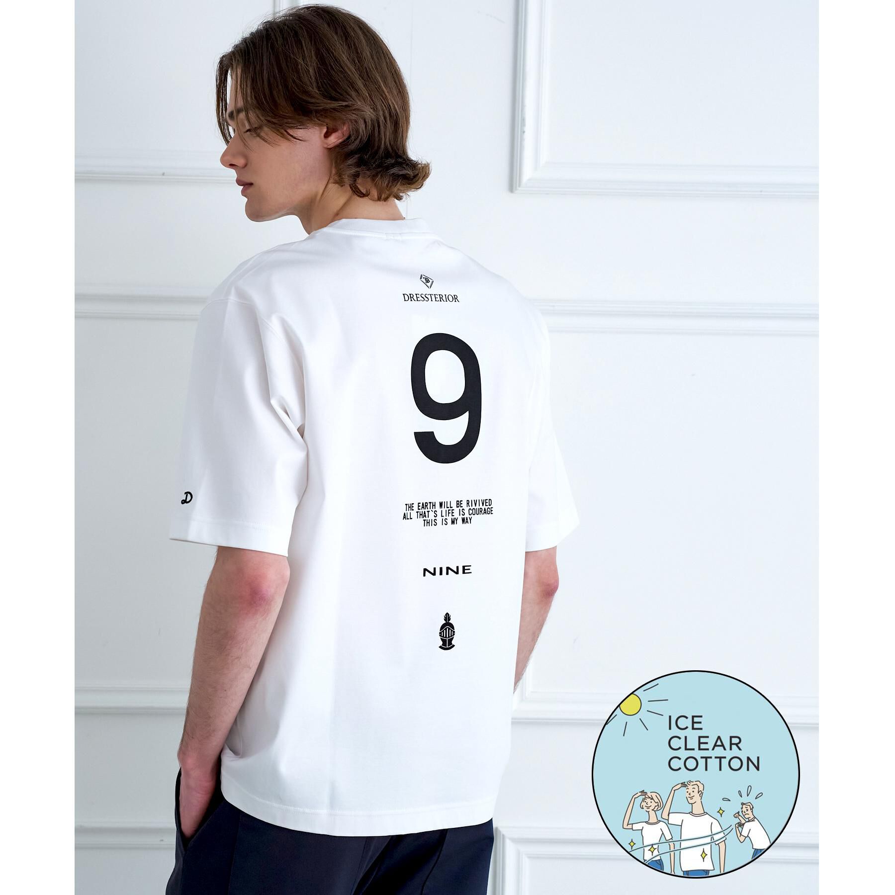 DRESSTERIOR「【接触冷感／抗菌防臭／消臭】ICE CLEAR COTTON NINEストリートTシャツ」|Tシャツ・カットソー|ホワイト(001)