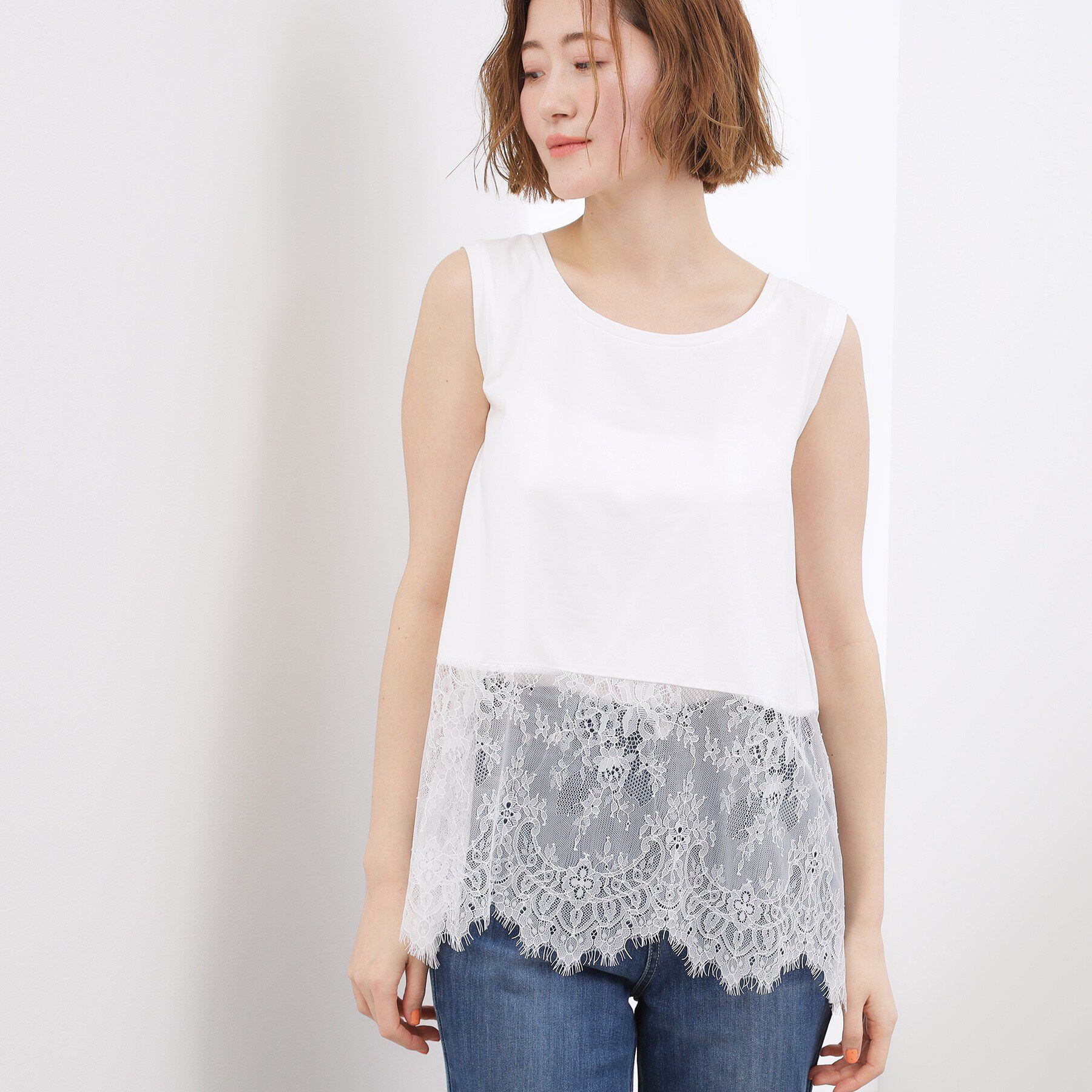 grove「再入荷！【貴島明日香さん着用】裾レイヤードタンクトップ」|キャミソール|オフレース(403)