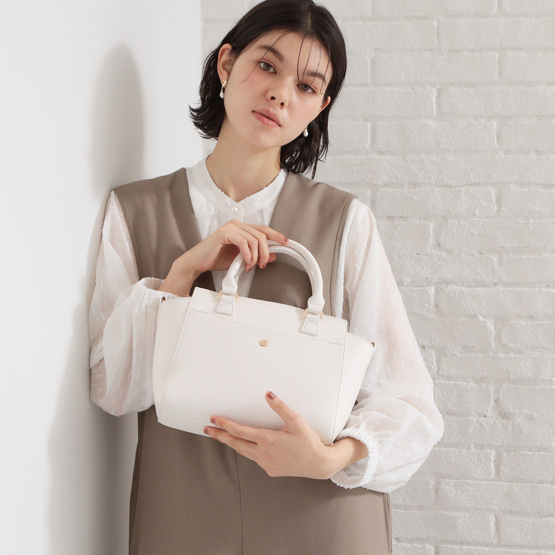 THE SHOP TK「シュリンクミドルトートBAG」|トートバッグ|オフホワイト(003