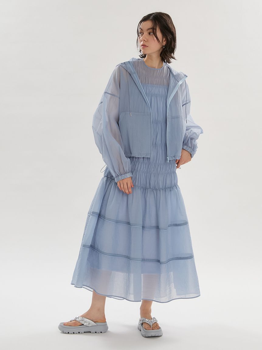 emmi atelier「シアーナイロンシャーリングワンピース【セットアップ対応】/ウォッシャブル/接触冷感」|ワンピース|