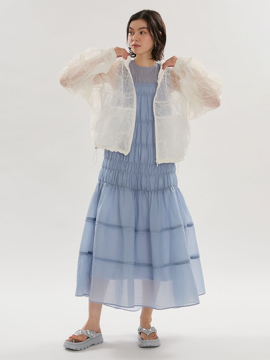 emmi atelier「シアーナイロンシャーリングワンピース【セットアップ対応】/ウォッシャブル/接触冷感」|ワンピース|