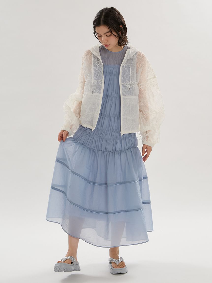 emmi atelier「シアーナイロンシャーリングワンピース【セットアップ対応】/ウォッシャブル/接触冷感」|ワンピース|