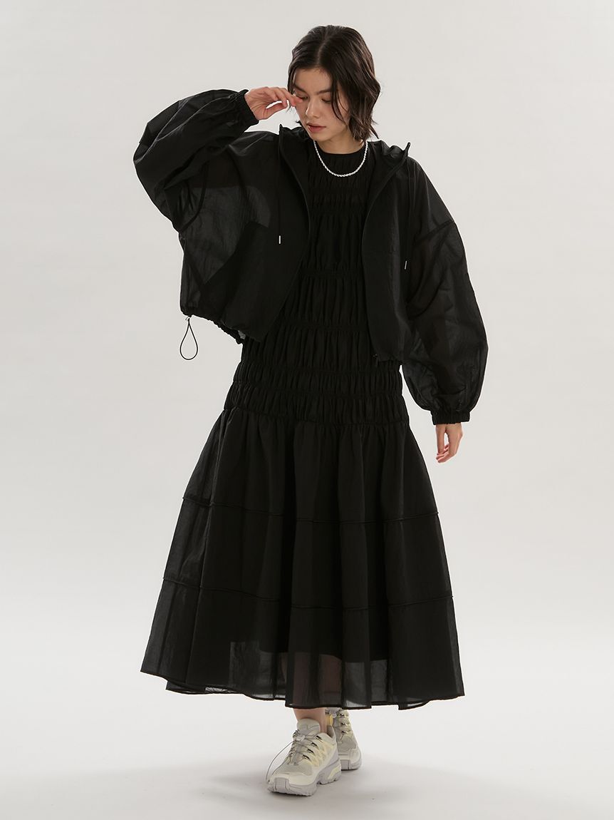 emmi atelier「シアーナイロンシャーリングワンピース【セットアップ対応】/ウォッシャブル/接触冷感」|ワンピース|