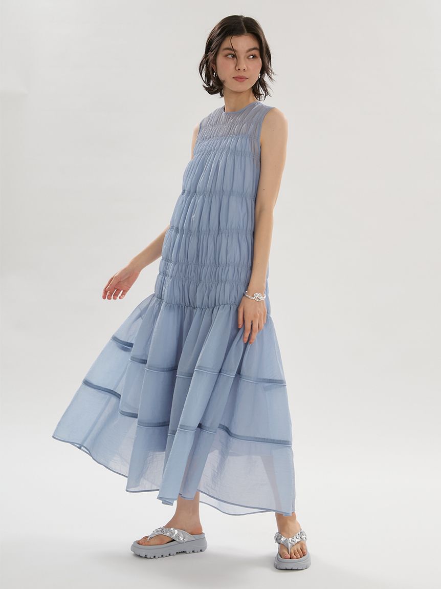 emmi atelier「シアーナイロンシャーリングワンピース【セットアップ対応】/ウォッシャブル/接触冷感」|ワンピース|