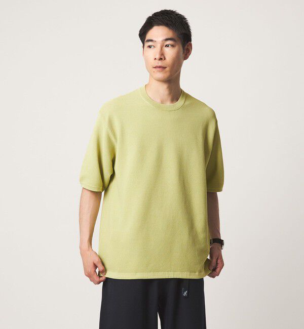 UNITED ARROWS green label relaxing「ガーター ドローコード 半袖 クルーネック ニット -ウォッシャブル・UVカット・遮熱-」|Tシャツ・カットソー|LIME