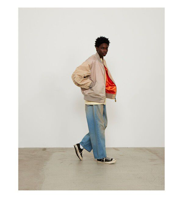 BEAMS「BEAMS｜Wide Denim Pants｜5ポケット ヴィンテージディテール｜スピンドル仕様 ベルトレス」|デニム|