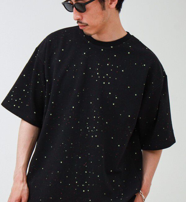 GLOSTER「星穴ネップボンディング クルーネックTシャツ」|Tシャツ・カットソー|ブラック