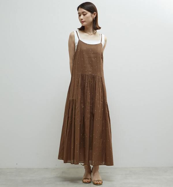 Soffitto「インド綿ドット刺繍キャミティアードワンピース」|ワンピース|