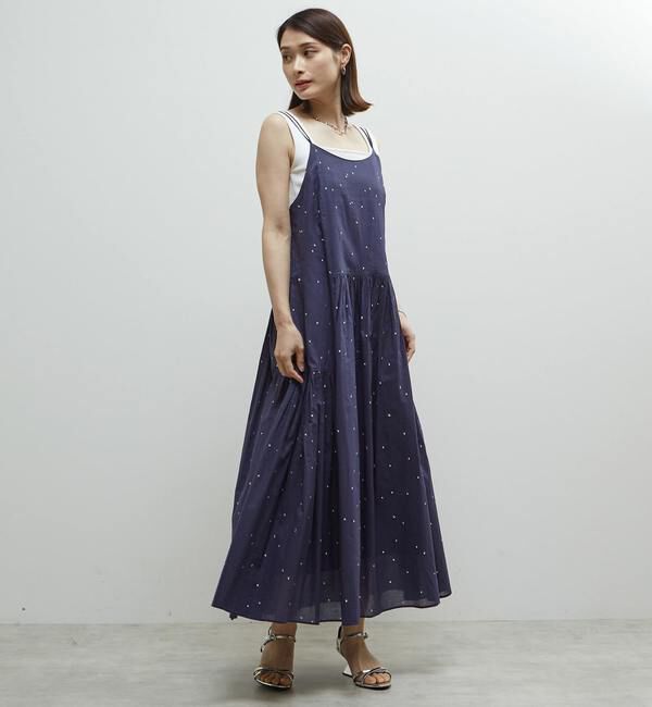 Soffitto「インド綿ドット刺繍キャミティアードワンピース」|ワンピース|