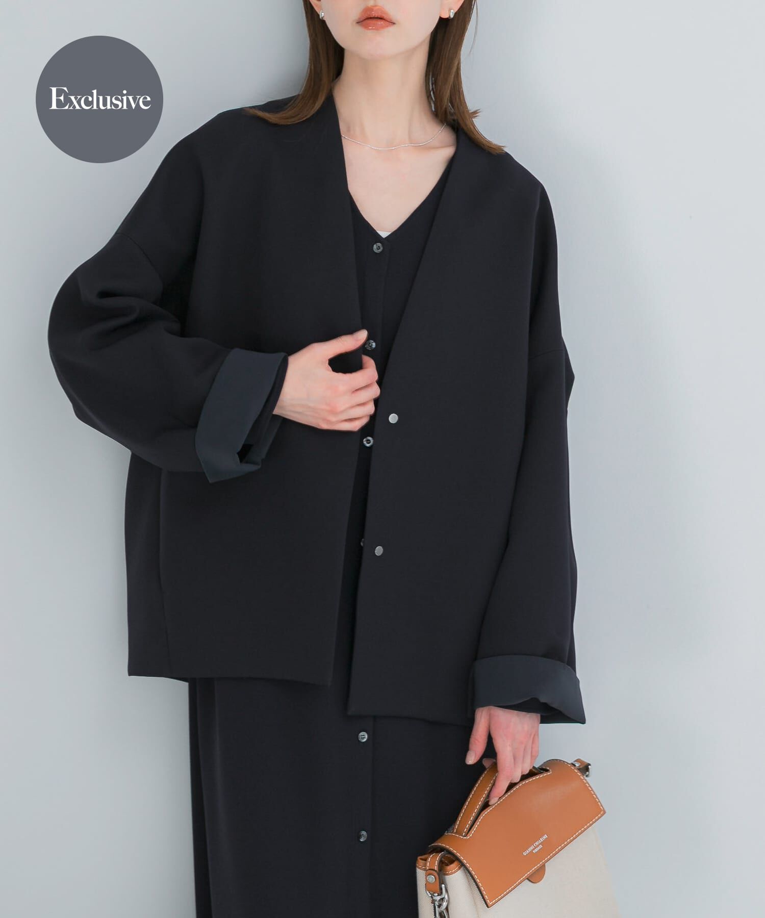 URBAN RESEARCH ROSSO「『一部別注カラー』ELENDEEK　FORM SHORT COAT」|ノーカラージャケット|ネイビー