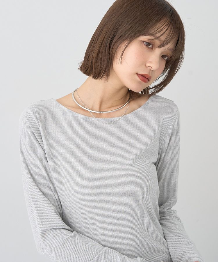 earth music&ecology「ラメテレコボートネックプルオーバー」|Tシャツ・カットソー|