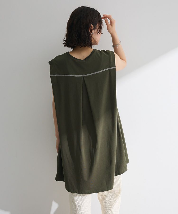 Green Parks「配色ステッチノースリーブチュニック」|チュニック|