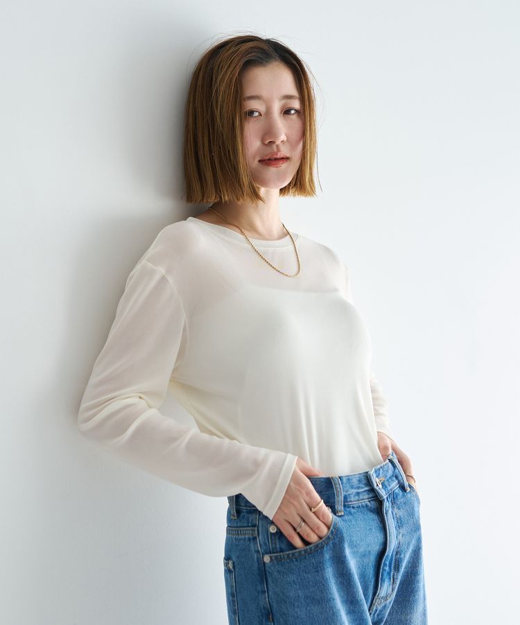 YECCA VECCA「クルーネックシアートップス」|Tシャツ・カットソー|