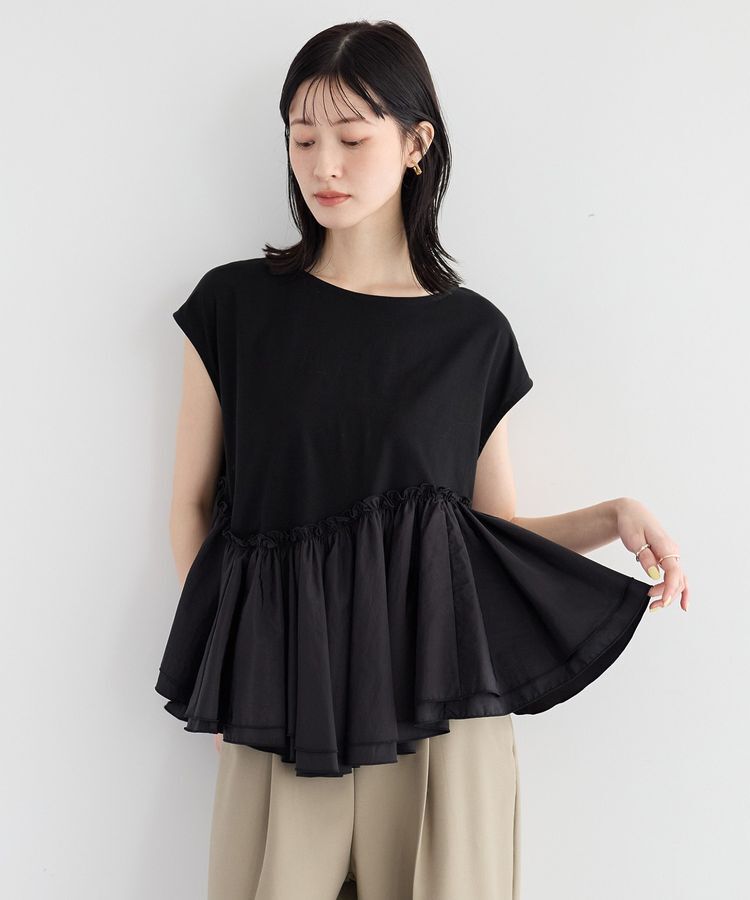 YECCA VECCA「アシメペプラムカットソー」|Tシャツ・カットソー|Black