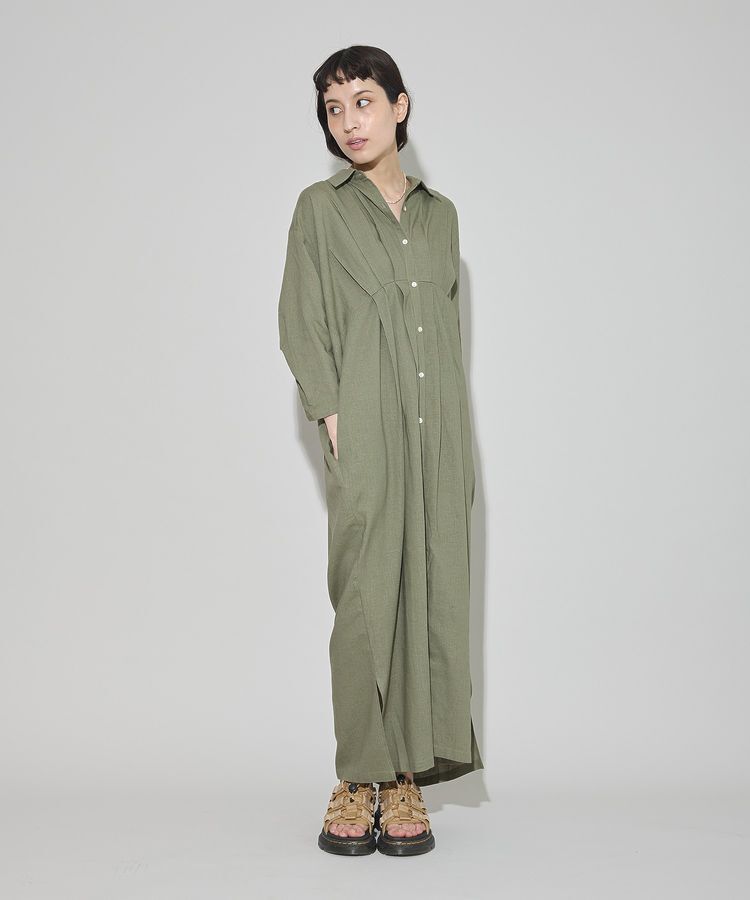 GARAGE OF GOOD CLOTHING「リネンタックロングワンピ-ス」|ワンピース|Khaki