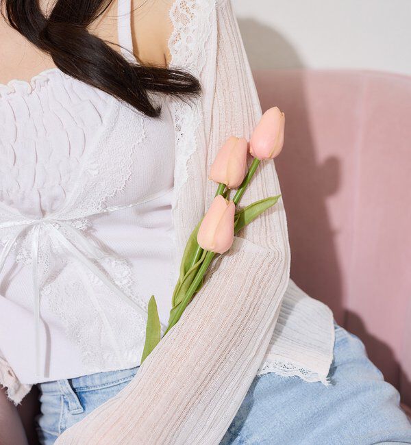  「【セットアップ可能】レース付きシアーニットビスチェ」|ニット・セーター|
