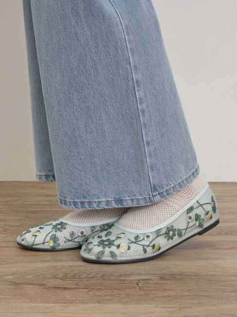 Samansa Mos2「花柄刺繍シアーシューズ」|ビジネス・ドレスシューズ|