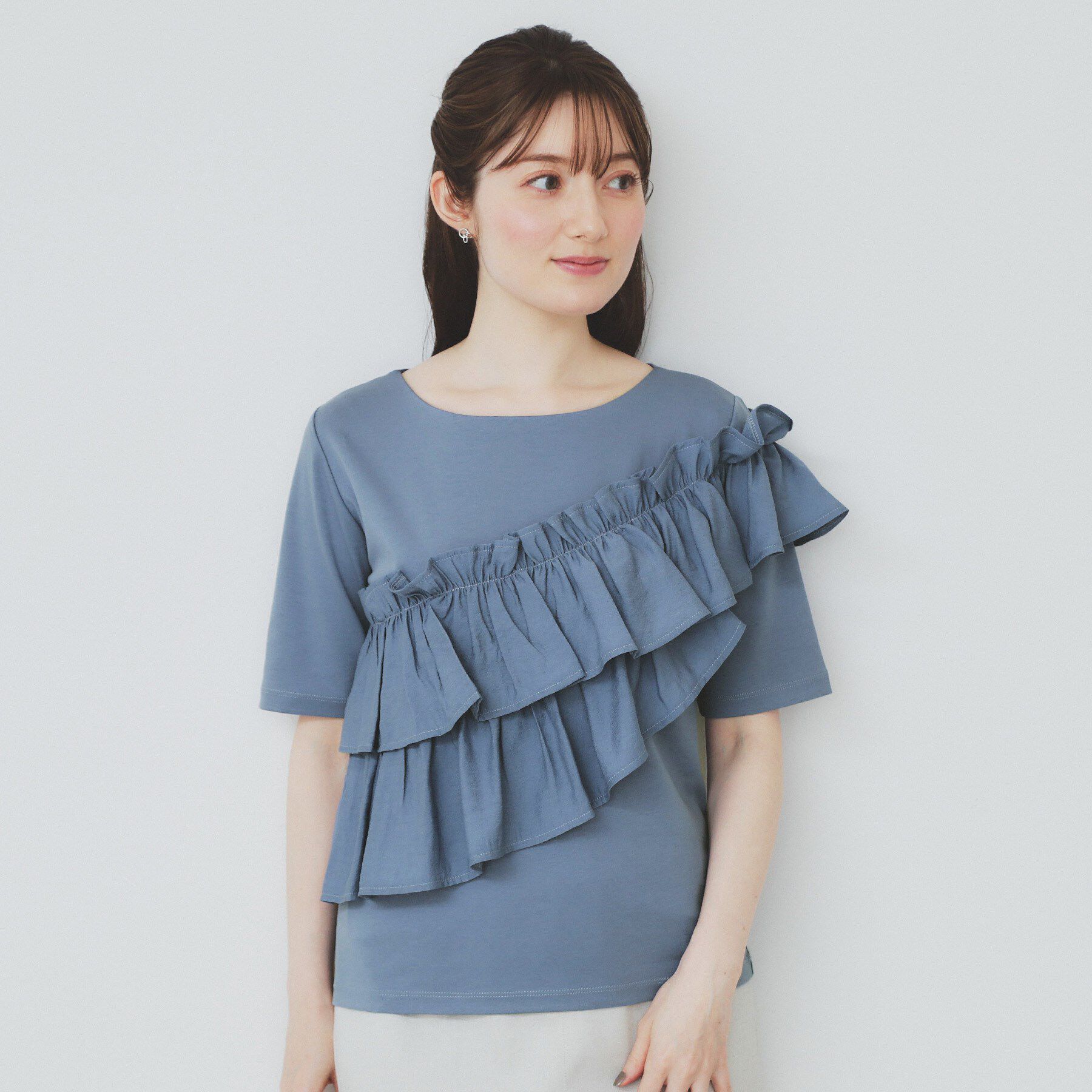index「アシメフリルトップス【UV／接触冷感／洗濯機洗い可】」|Tシャツ・カットソー|