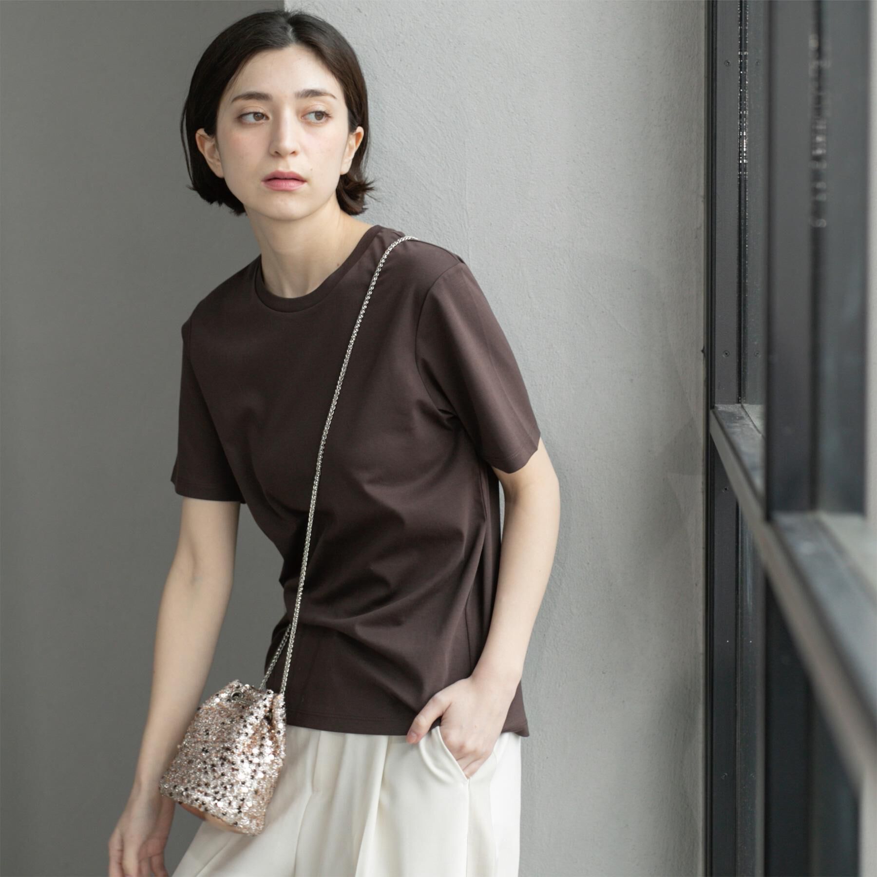 OPAQUE.CLIP「《5色展開／SS-LLサイズ》ベーシックTシャツ【UV／接触冷感／洗濯機洗い可】」|Tシャツ・カットソー|