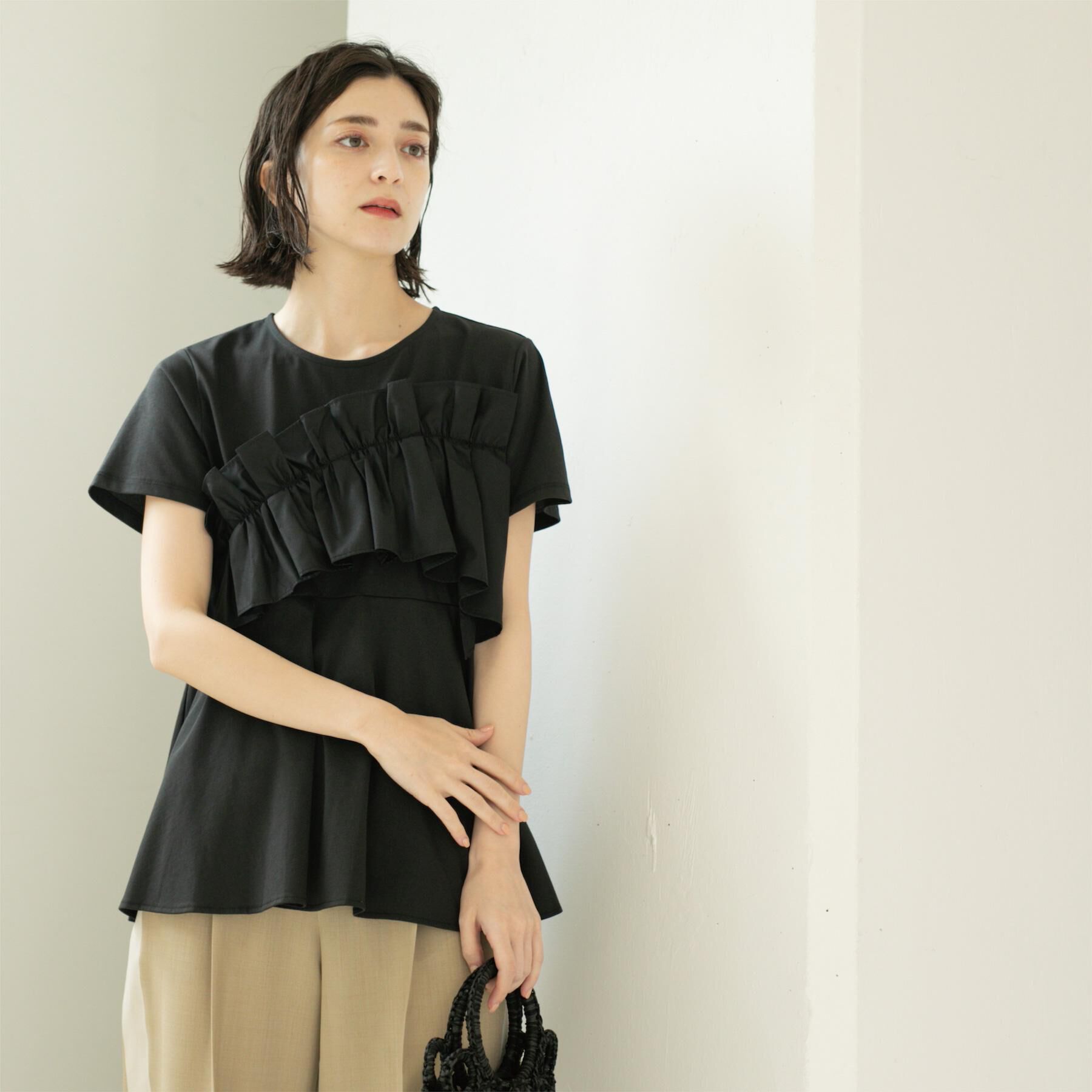 OPAQUE.CLIP「フリルドッキングペプラムトップス【接触冷感／洗濯機洗い可】」|Tシャツ・カットソー|