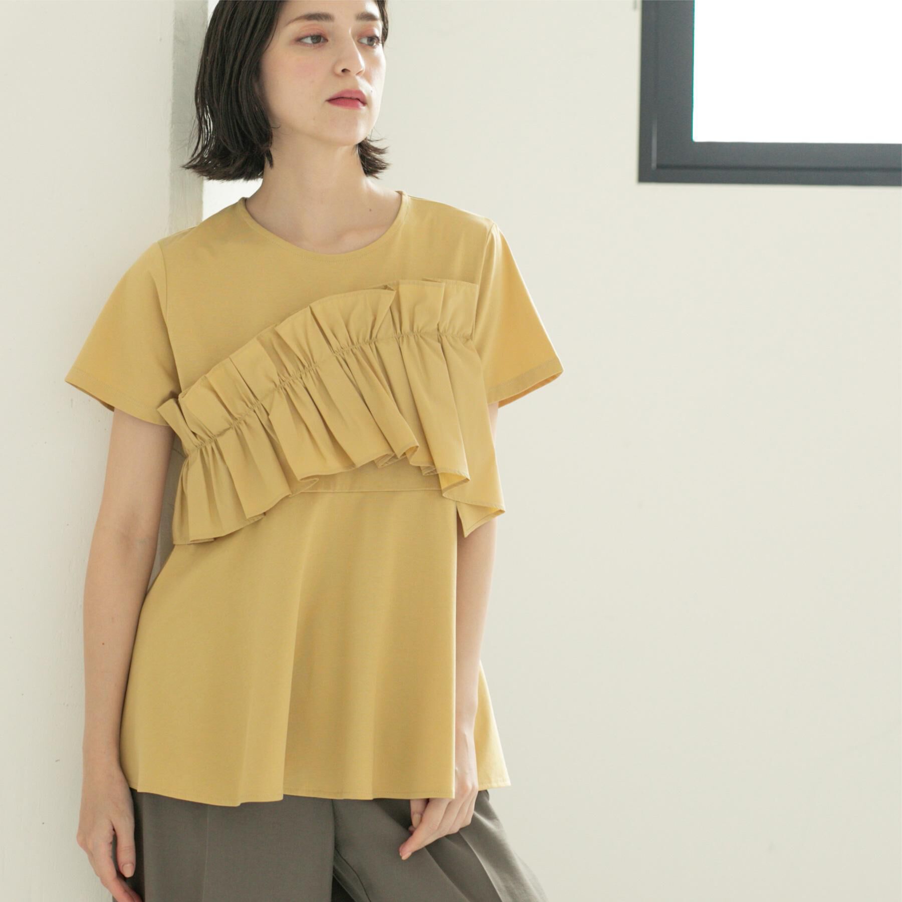 OPAQUE.CLIP「フリルドッキングペプラムトップス【接触冷感／洗濯機洗い可】」|Tシャツ・カットソー|