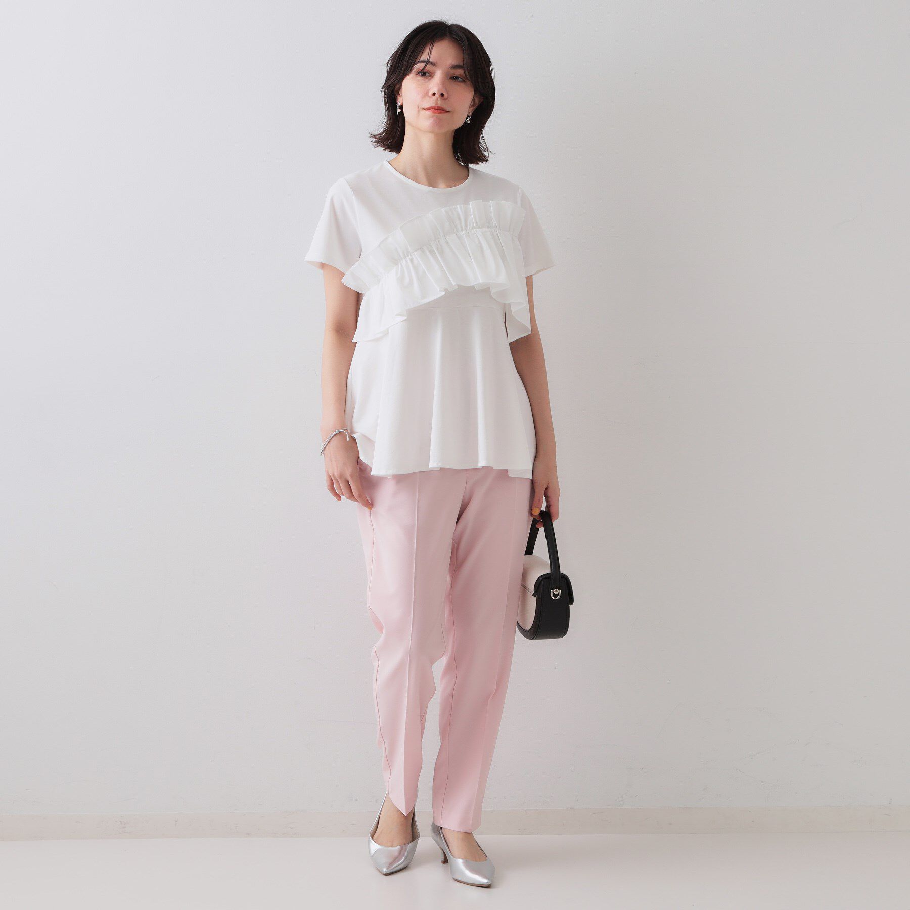 OPAQUE.CLIP「フリルドッキングペプラムトップス【接触冷感／洗濯機洗い可】」|Tシャツ・カットソー|