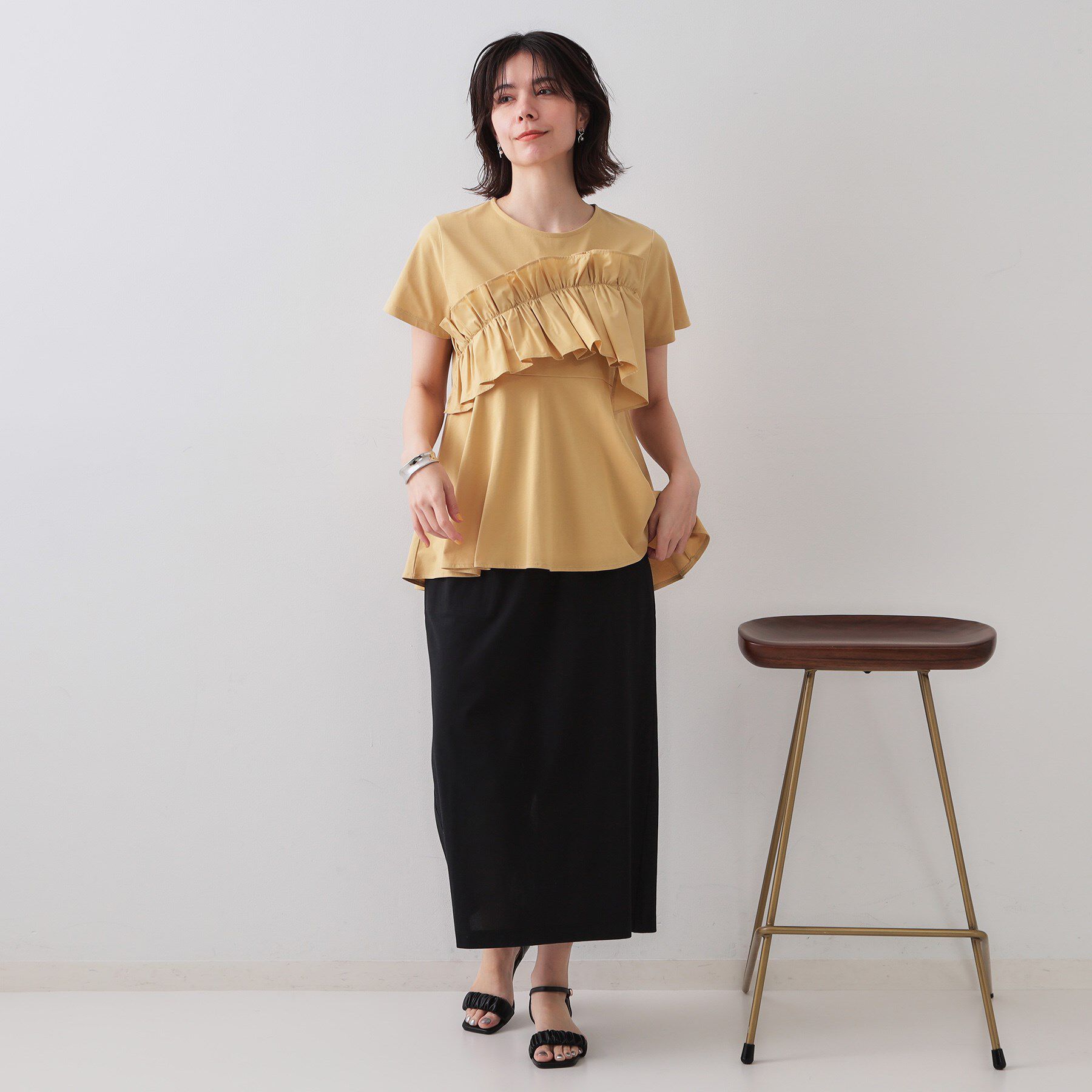 OPAQUE.CLIP「フリルドッキングペプラムトップス【接触冷感／洗濯機洗い可】」|Tシャツ・カットソー|