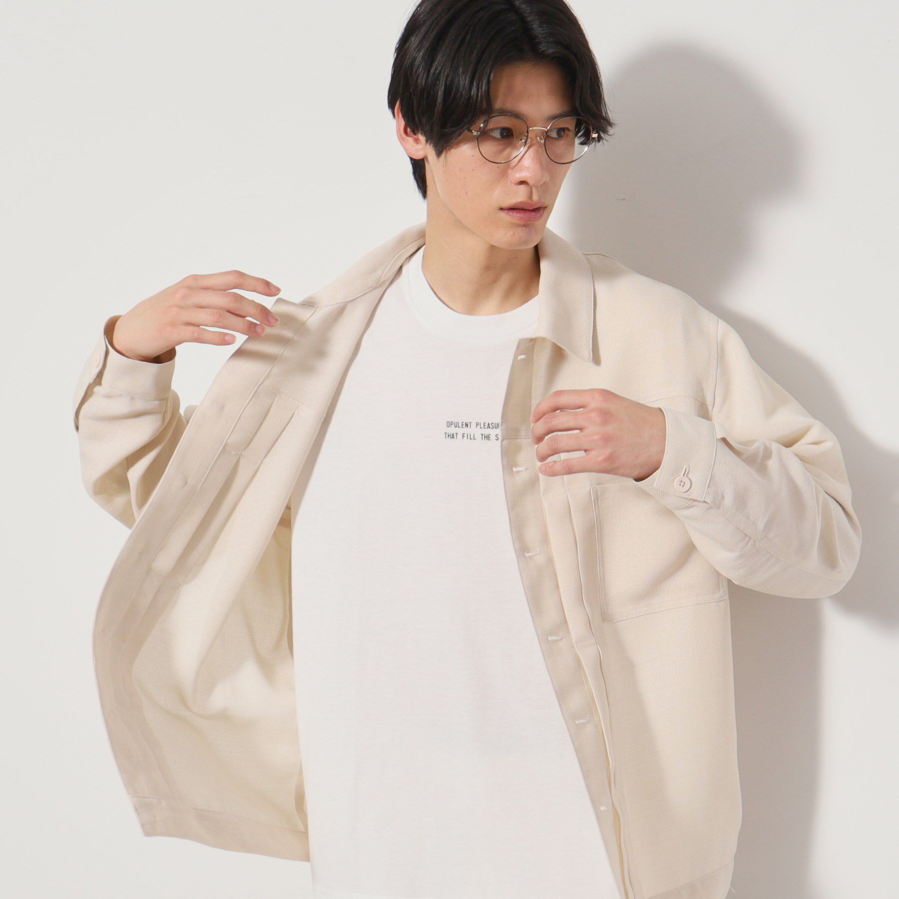 THE SHOP TK「パナマメッシュ シャツジャケット セットアップ可」|ブルゾン・スタジャン|アイボリー(004)