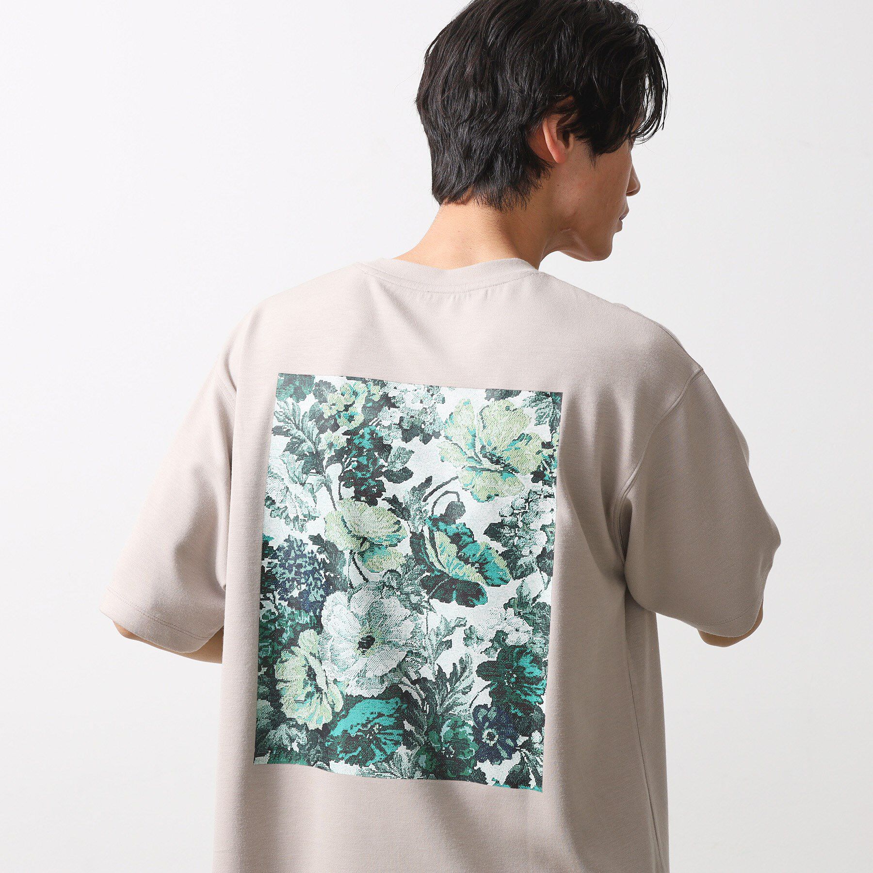 THE SHOP TK「ボタニカル柄 ビッグシルエット 半袖Ｔシャツ 洗濯機OK」|Tシャツ・カットソー|ライトベージュ(05