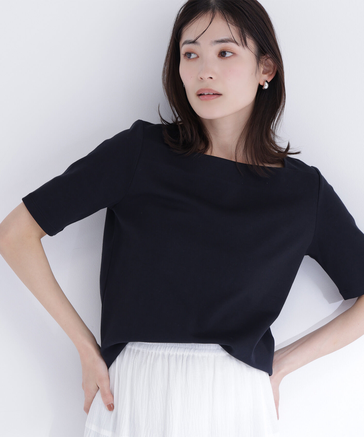  「ベーシックTシャツ スクエアネック」|Tシャツ・カットソー|ブラック