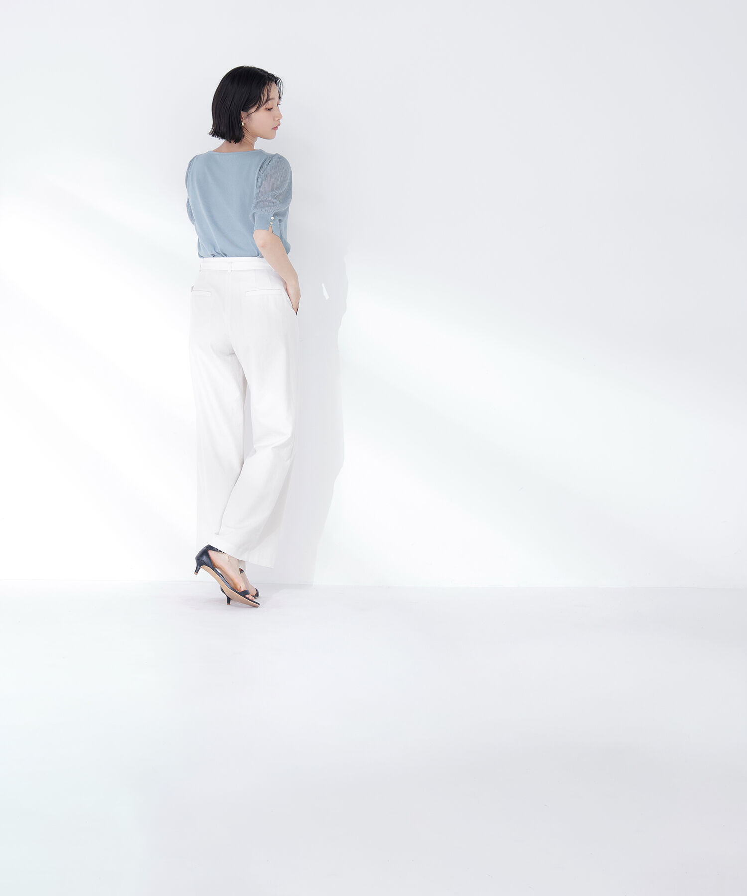  「透かし編みスリーブニット」|ニット・セーター|