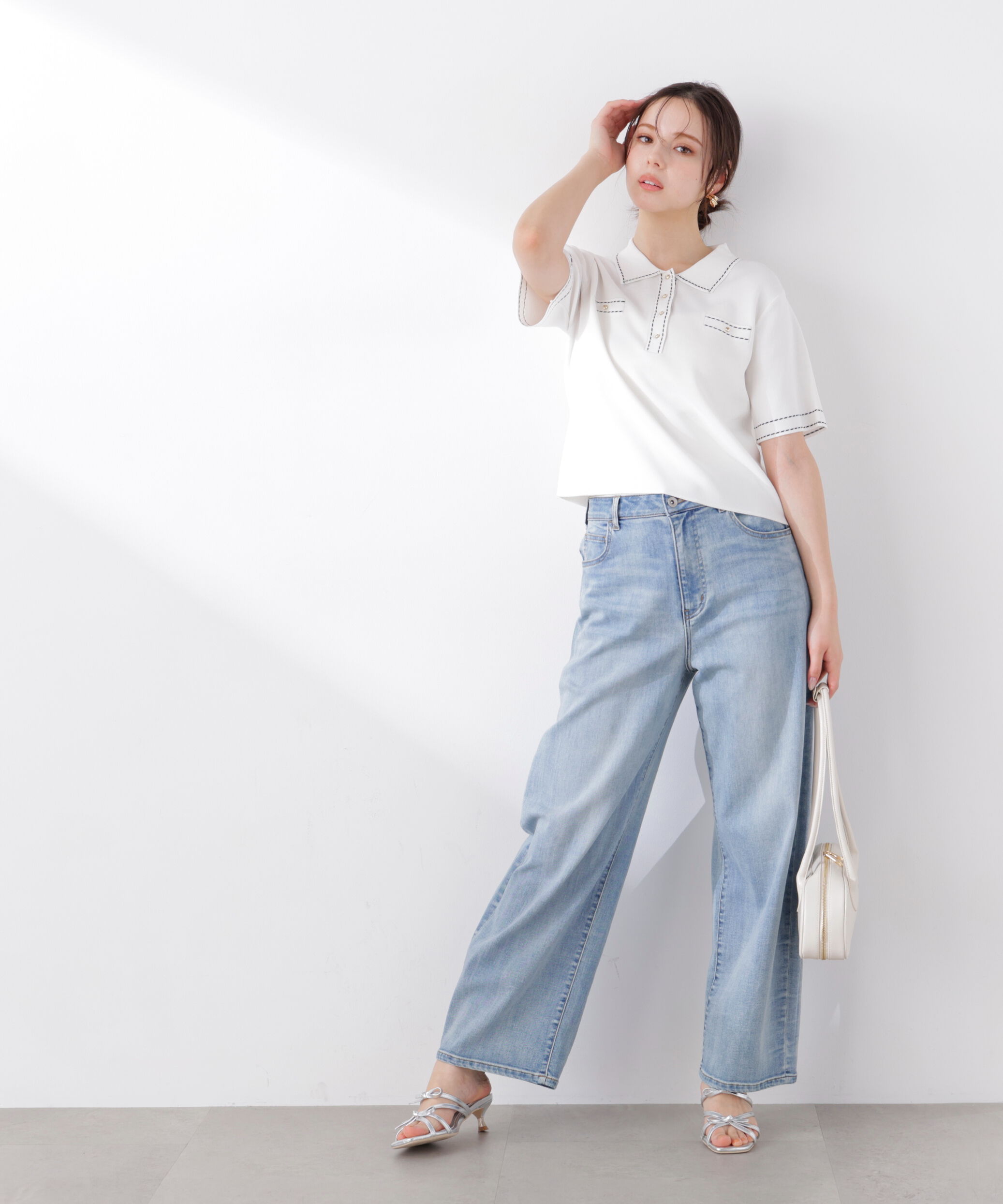 PROPORTION BODY DRESSING「＜UV＞衿付きステッチラインニット　26SS」|ニット・セーター|