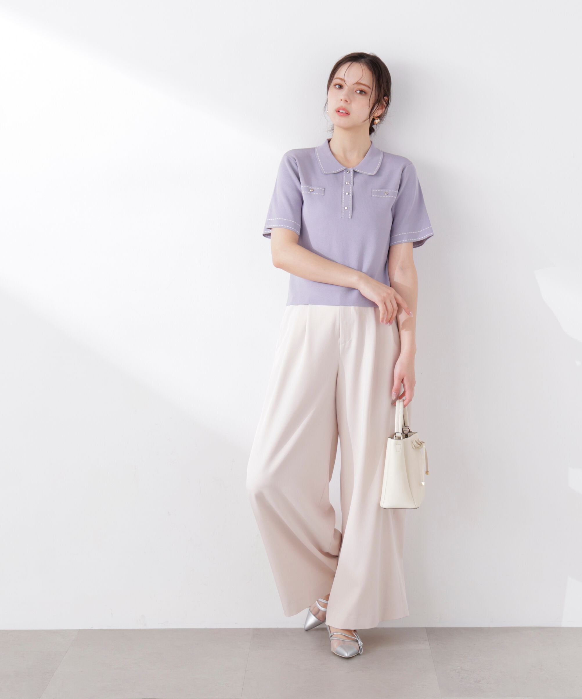 PROPORTION BODY DRESSING「＜UV＞衿付きステッチラインニット　26SS」|ニット・セーター|