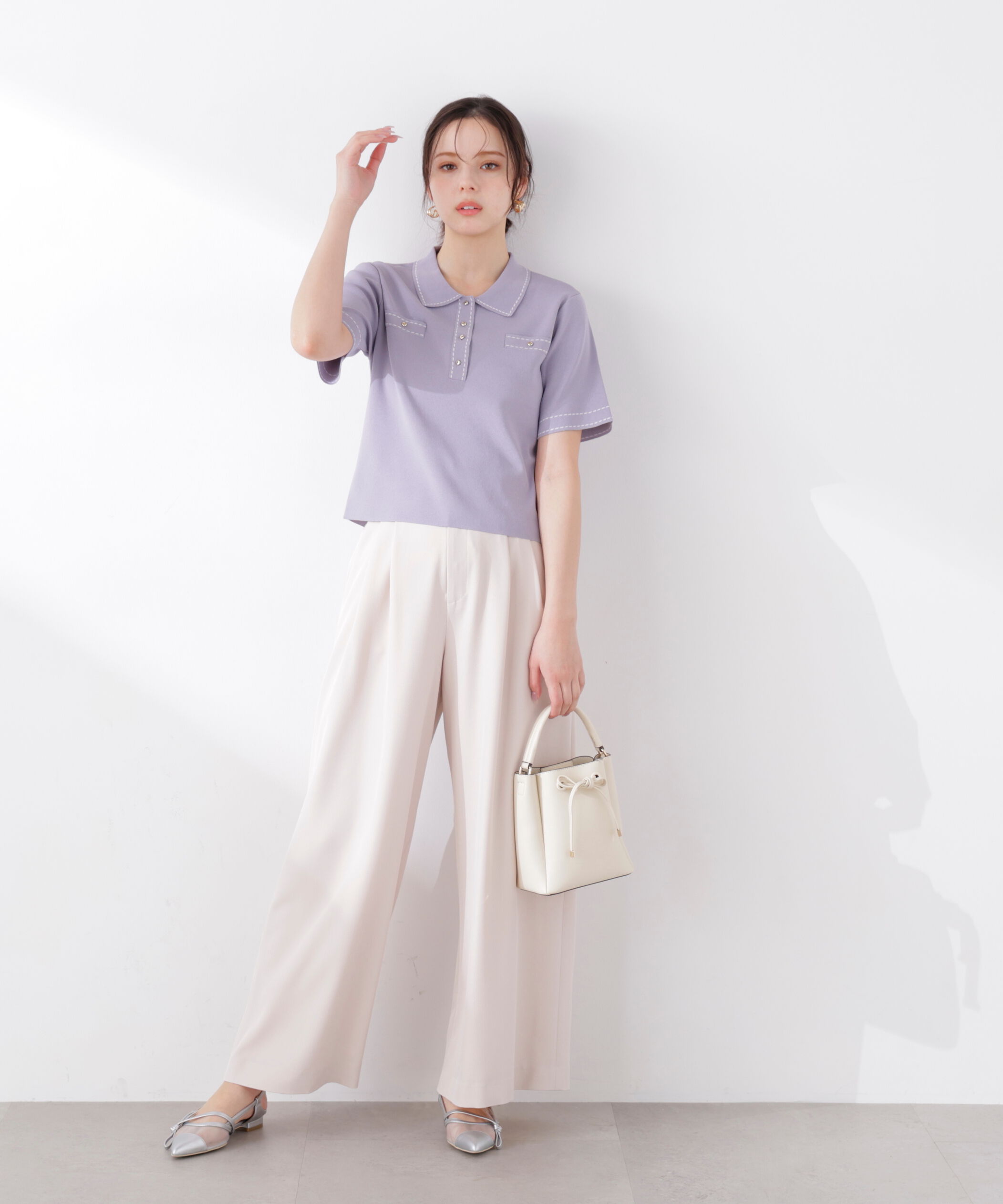 PROPORTION BODY DRESSING「＜UV＞衿付きステッチラインニット　26SS」|ニット・セーター|