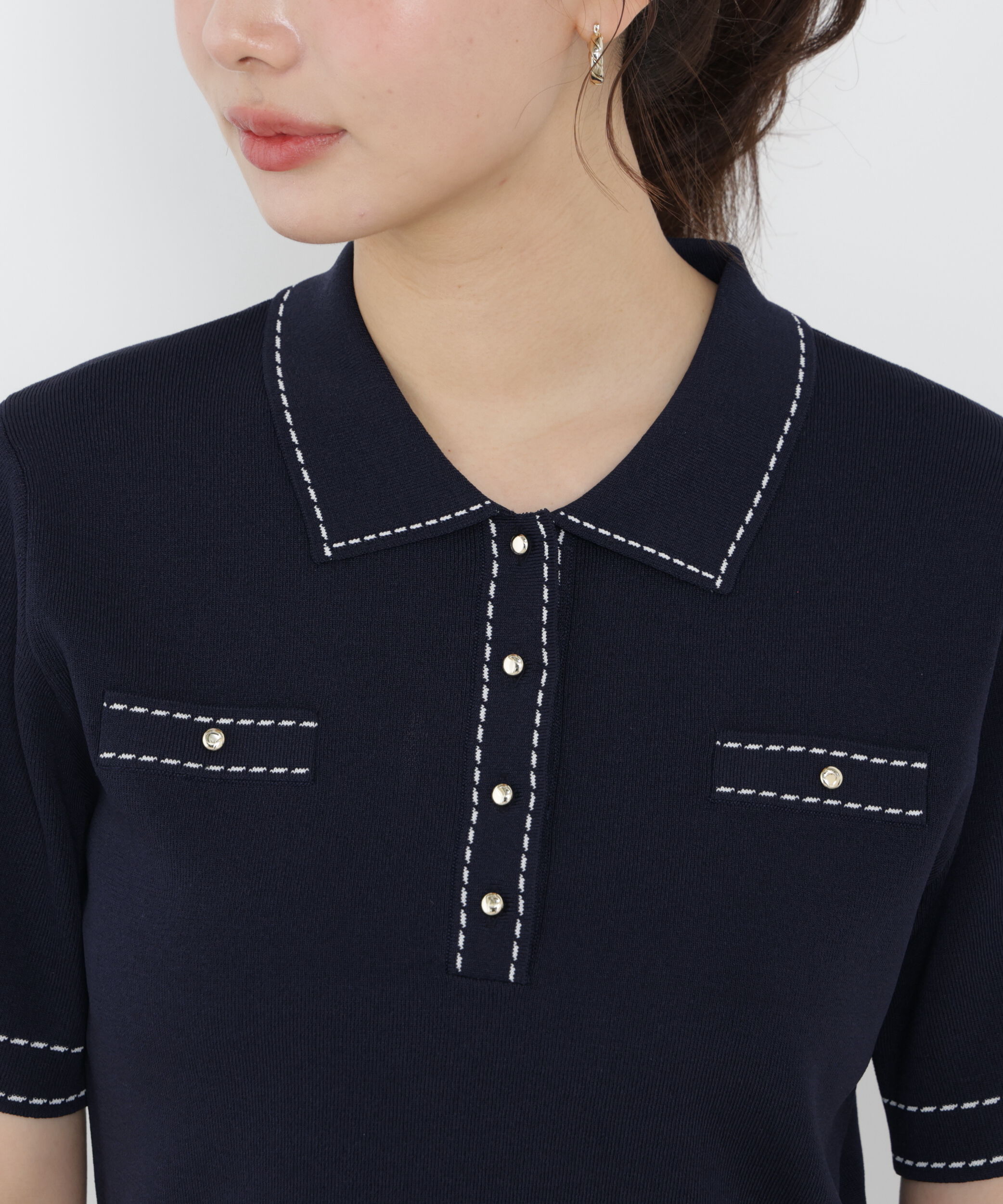 PROPORTION BODY DRESSING「＜UV＞衿付きステッチラインニット　26SS」|ニット・セーター|