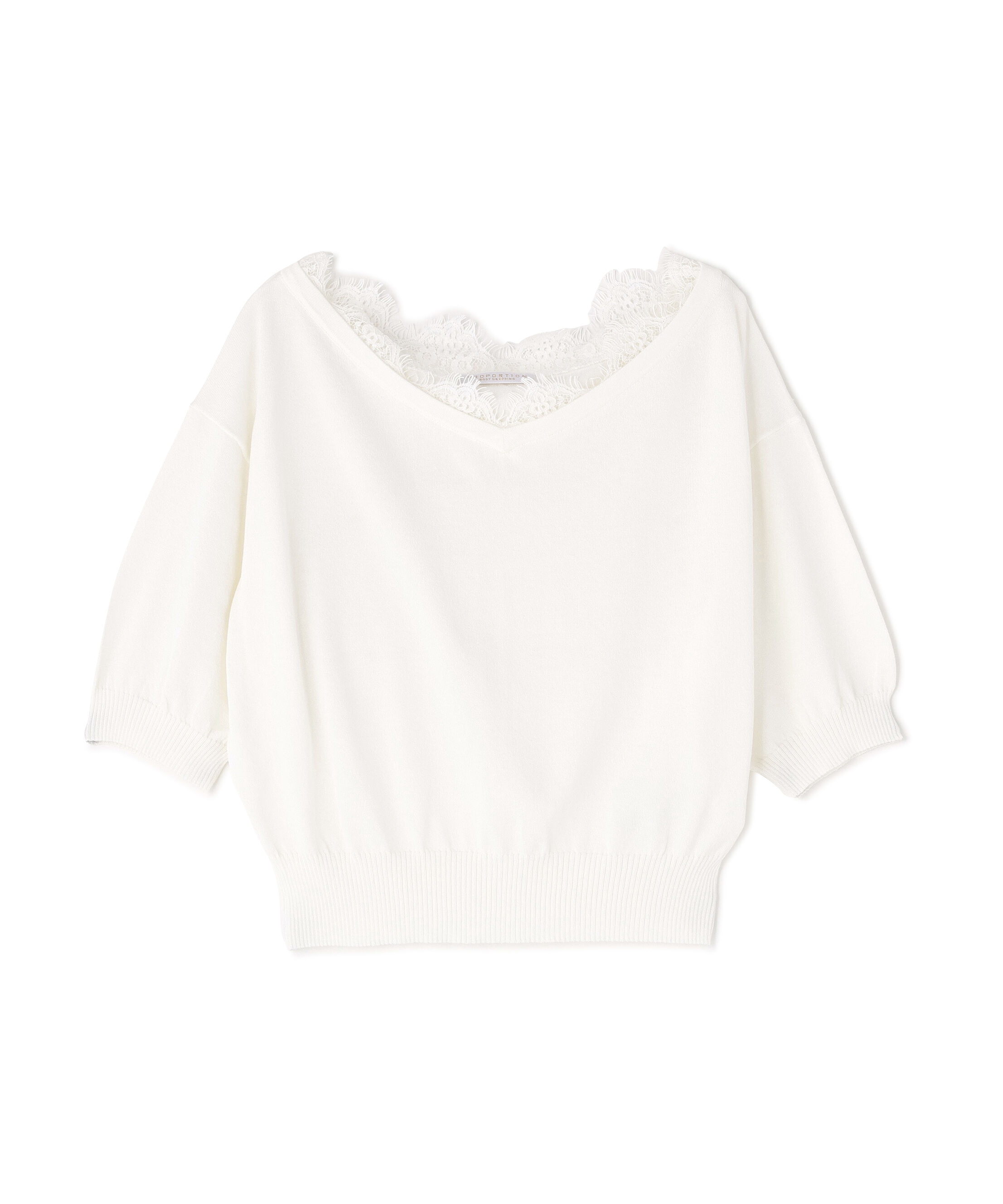 PROPORTION BODY DRESSING「レース付き短丈ニット 26SS」|ニット・セーター|エクリュ1