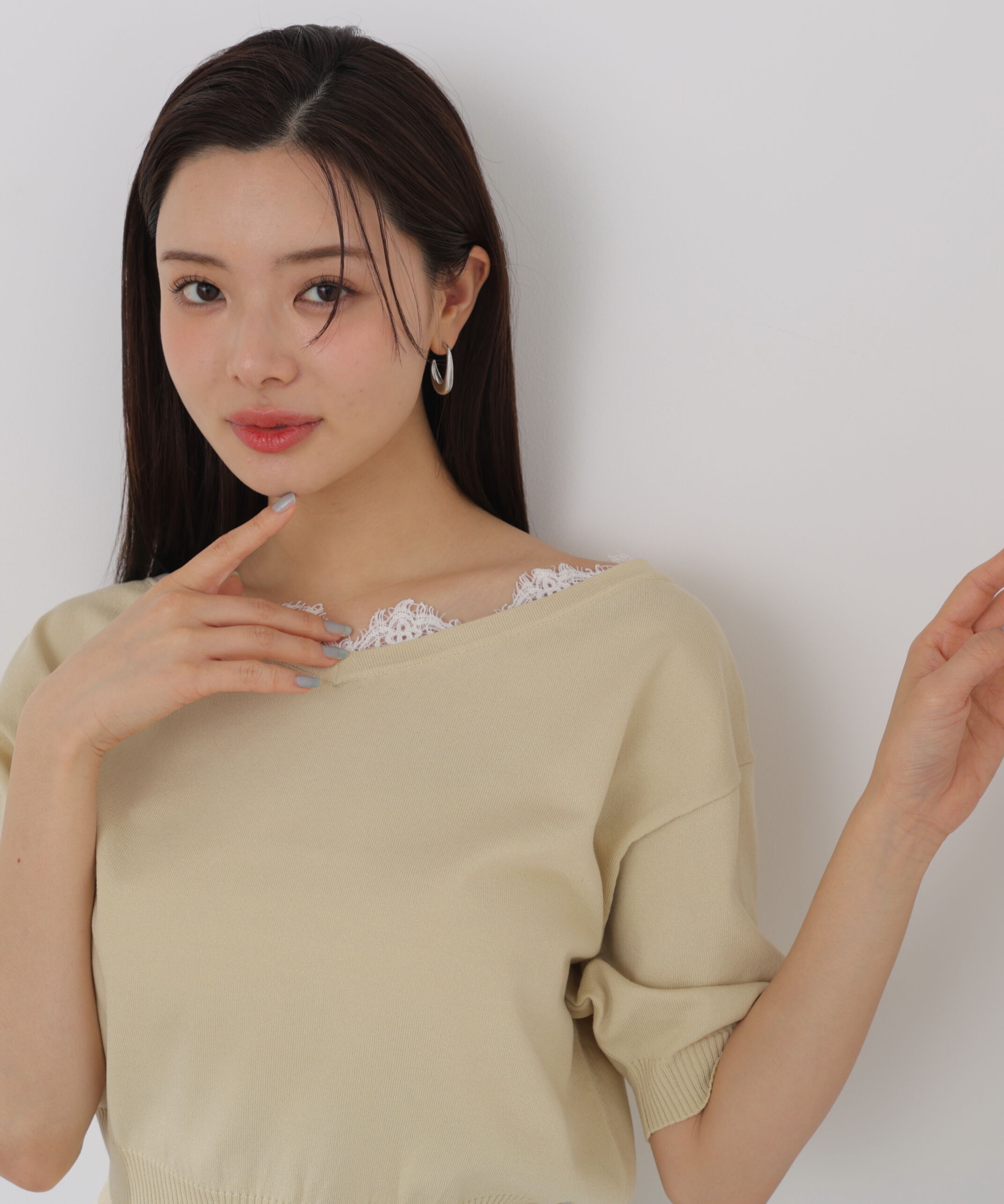 PROPORTION BODY DRESSING「レース付き短丈ニット 26SS」|ニット・セーター|
