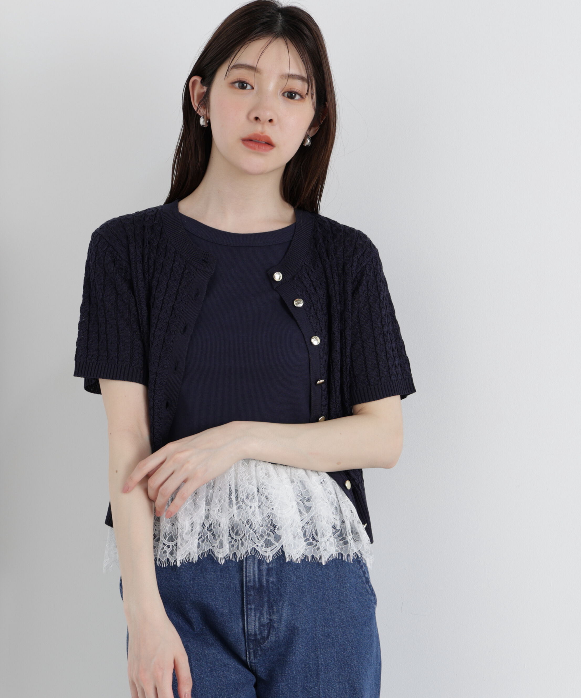 PROPORTION BODY DRESSING「〈a/mie〉レースペプラムタンク」|Tシャツ・カットソー|