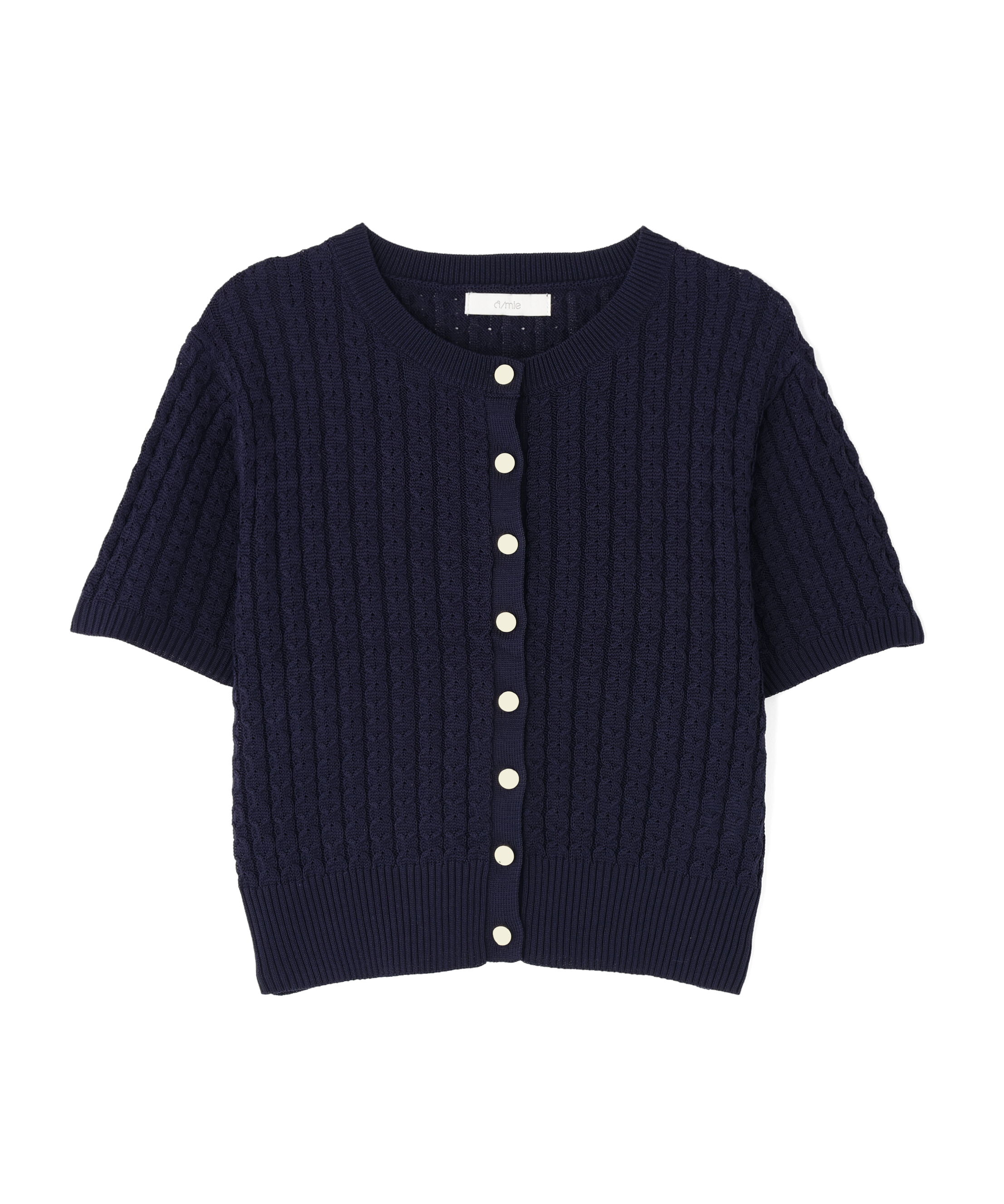 PROPORTION BODY DRESSING「〈a/mie〉シルク混サマーケーブルニット」|ニット・セーター|ネイビー