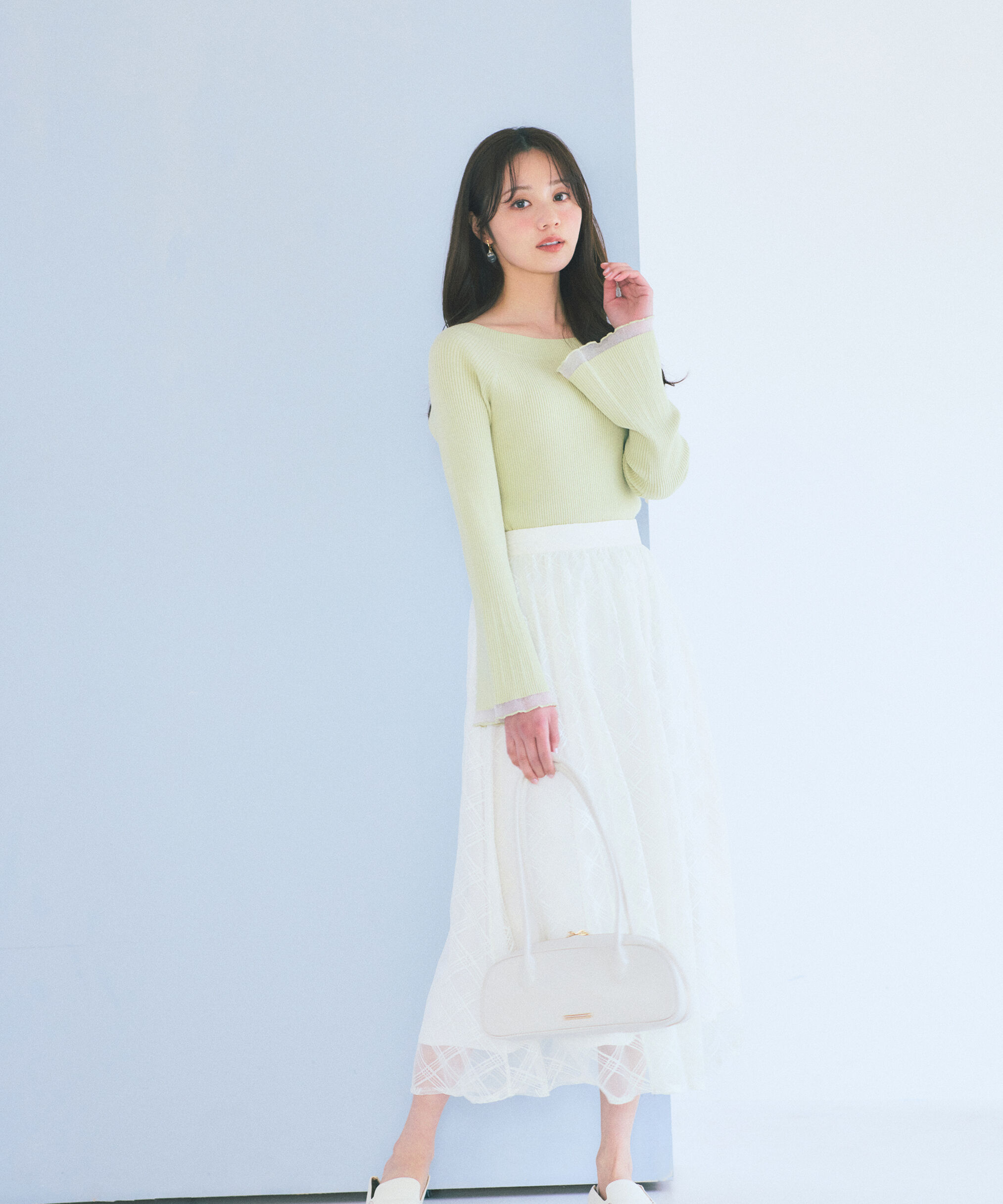 PROPORTION BODY DRESSING「シアーチェックフレアスカート　26SS」|スカート|エクリュ1