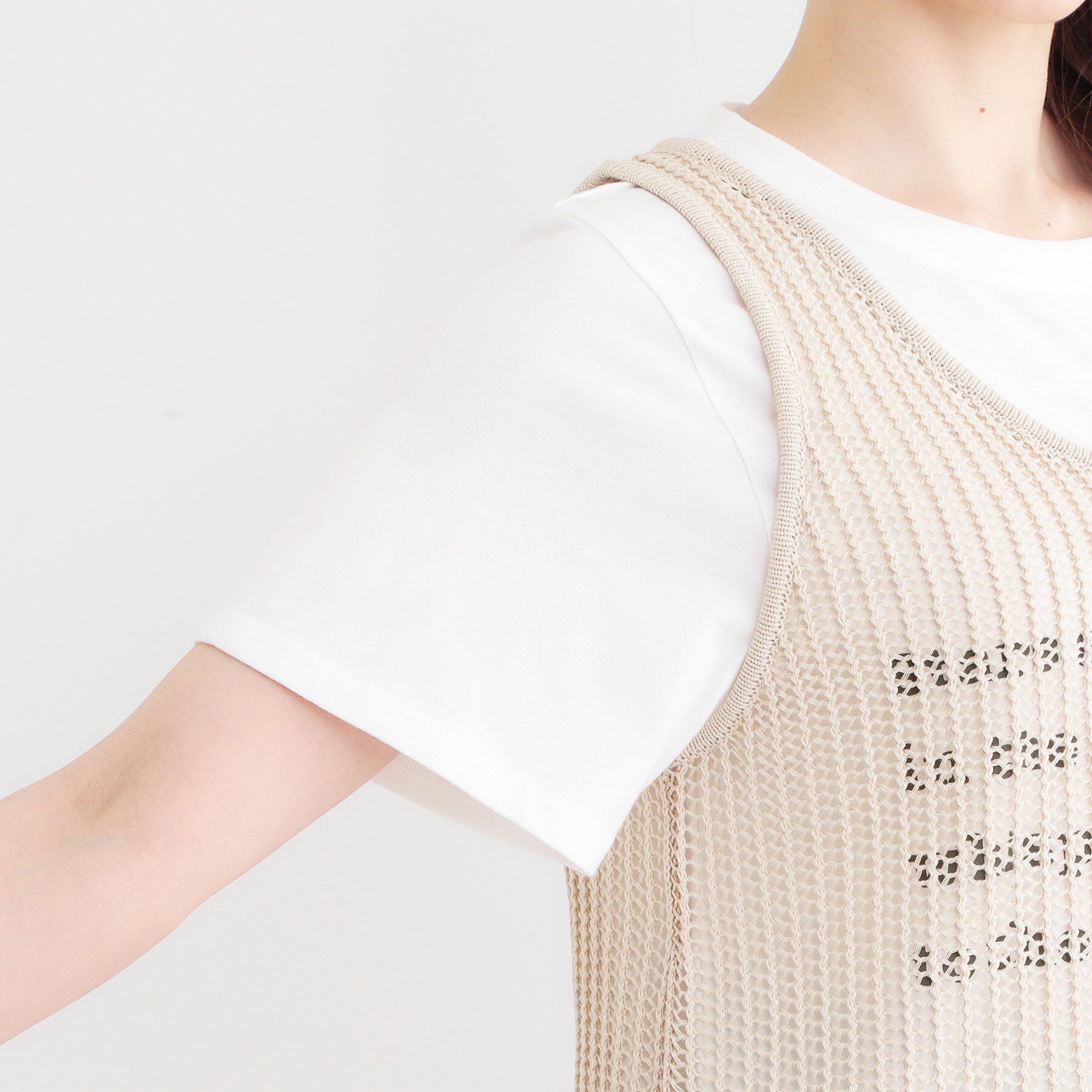 SHOO･LA･RUE「【2点セット】メッシュニットベスト&times;ロゴTシャツセット」|その他|
