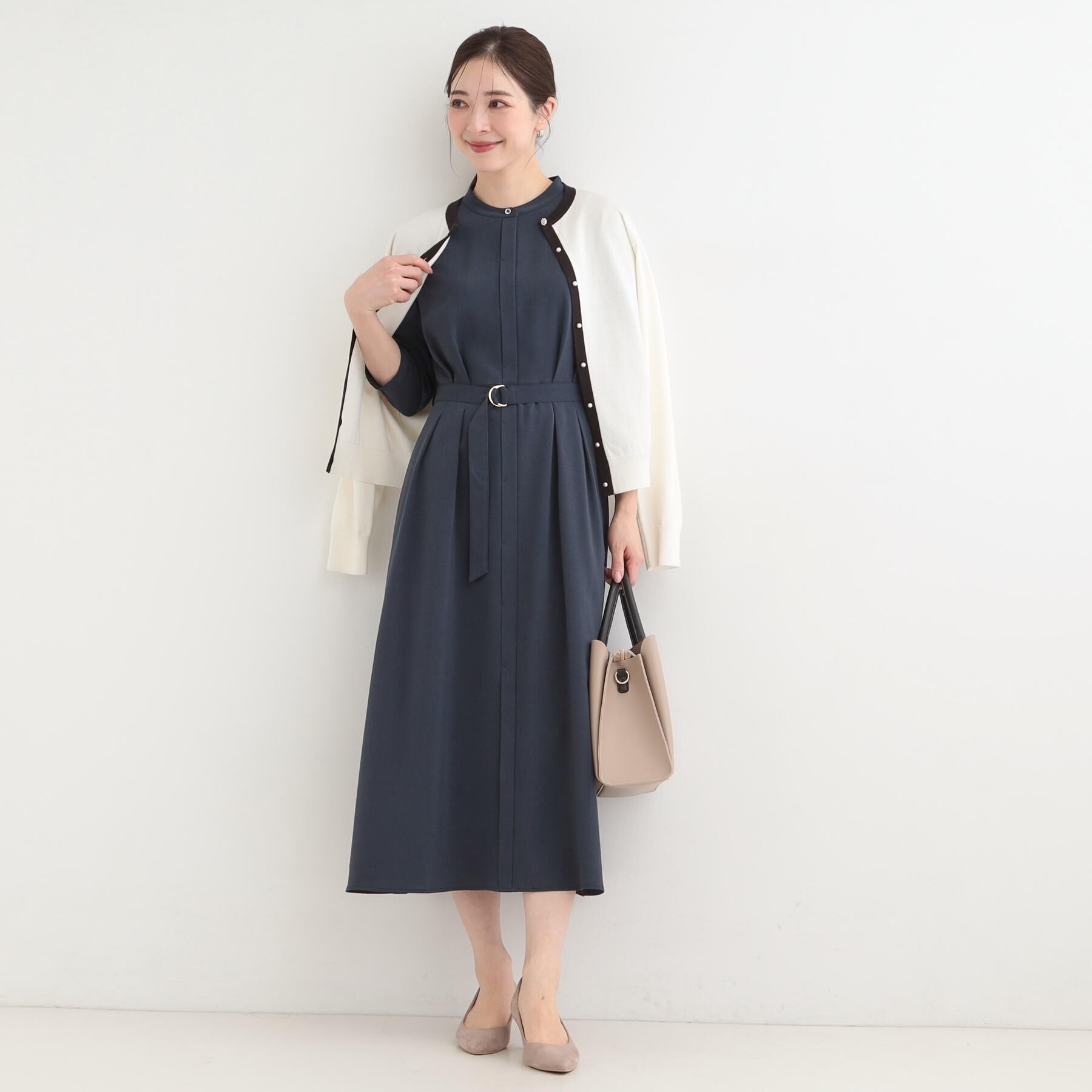 SHOO･LA･RUE「【洗濯機可/接触冷感/UV】ONOFF使える ウエストタックワンピース」|ワンピース|
