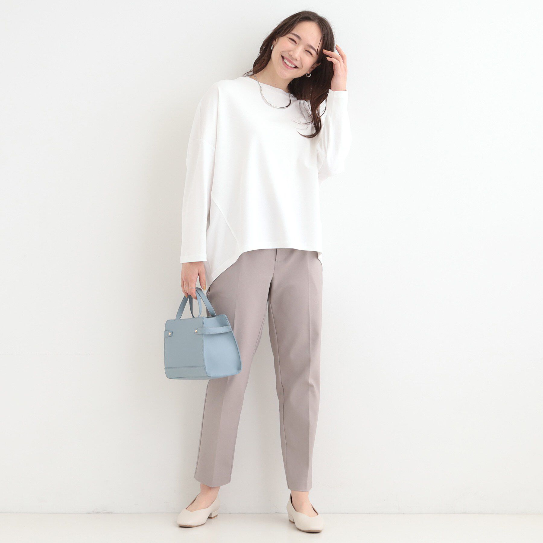 SHOO･LA･RUE「【洗濯機可/UV/綿100％】体型カバーが叶う 七分袖ゆるトップス」|Tシャツ・カットソー|