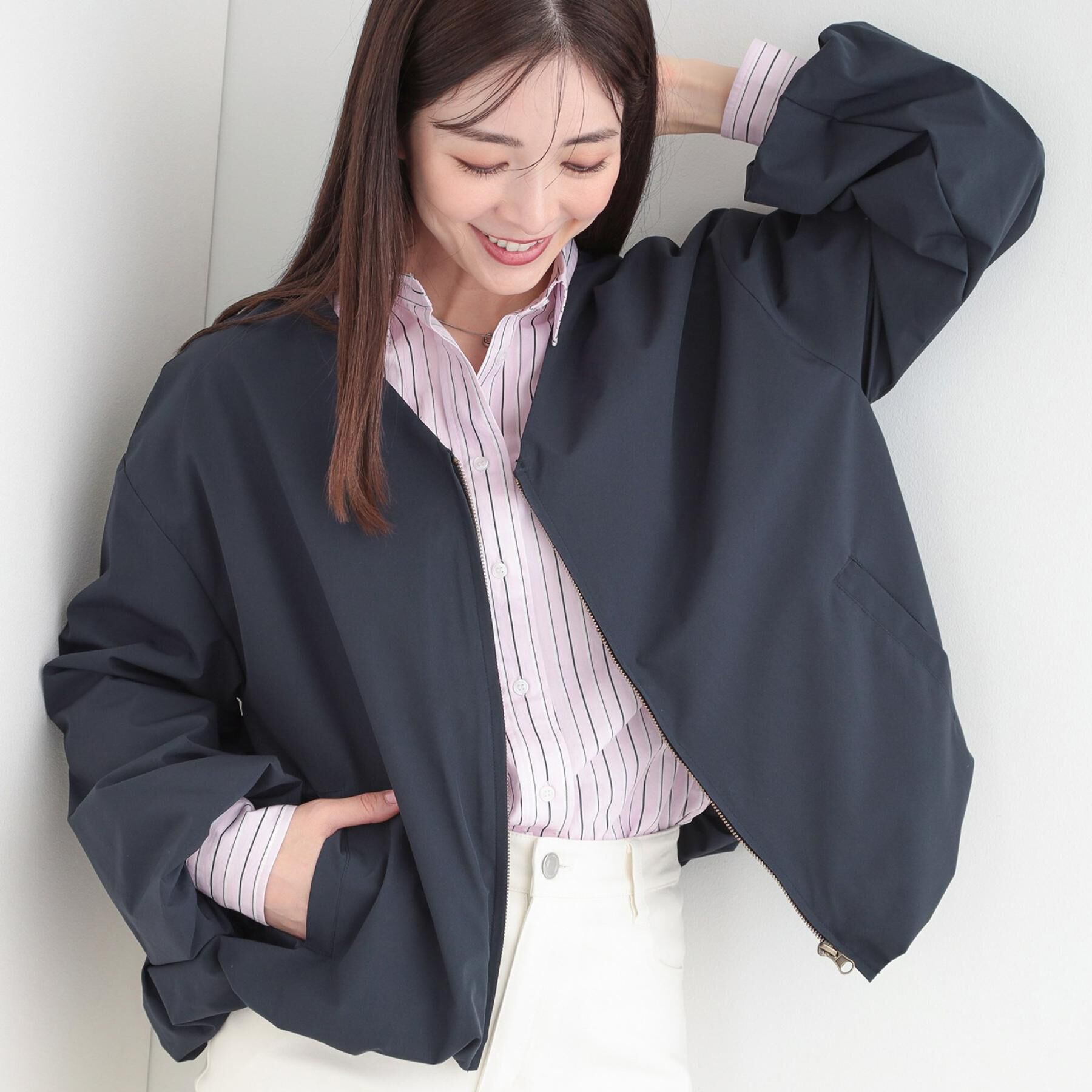 SHOO･LA･RUE「【選べる色・柄/S-LL】通年使える レギュラーカラーシャツ」|シャツ・ブラウス|