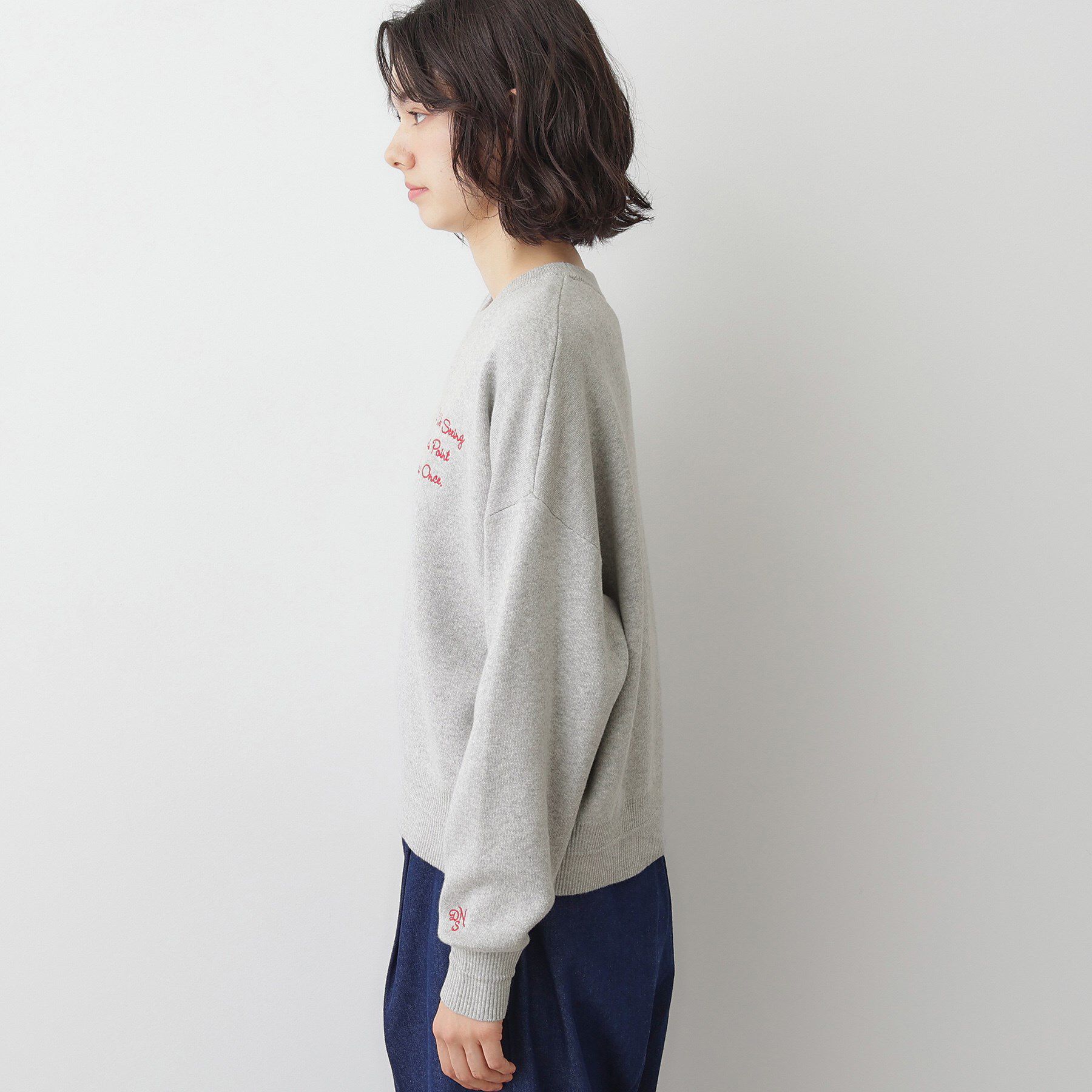 Dessin「【洗える】メッセージ刺繍入りジャカードニット」|ニット・セーター|