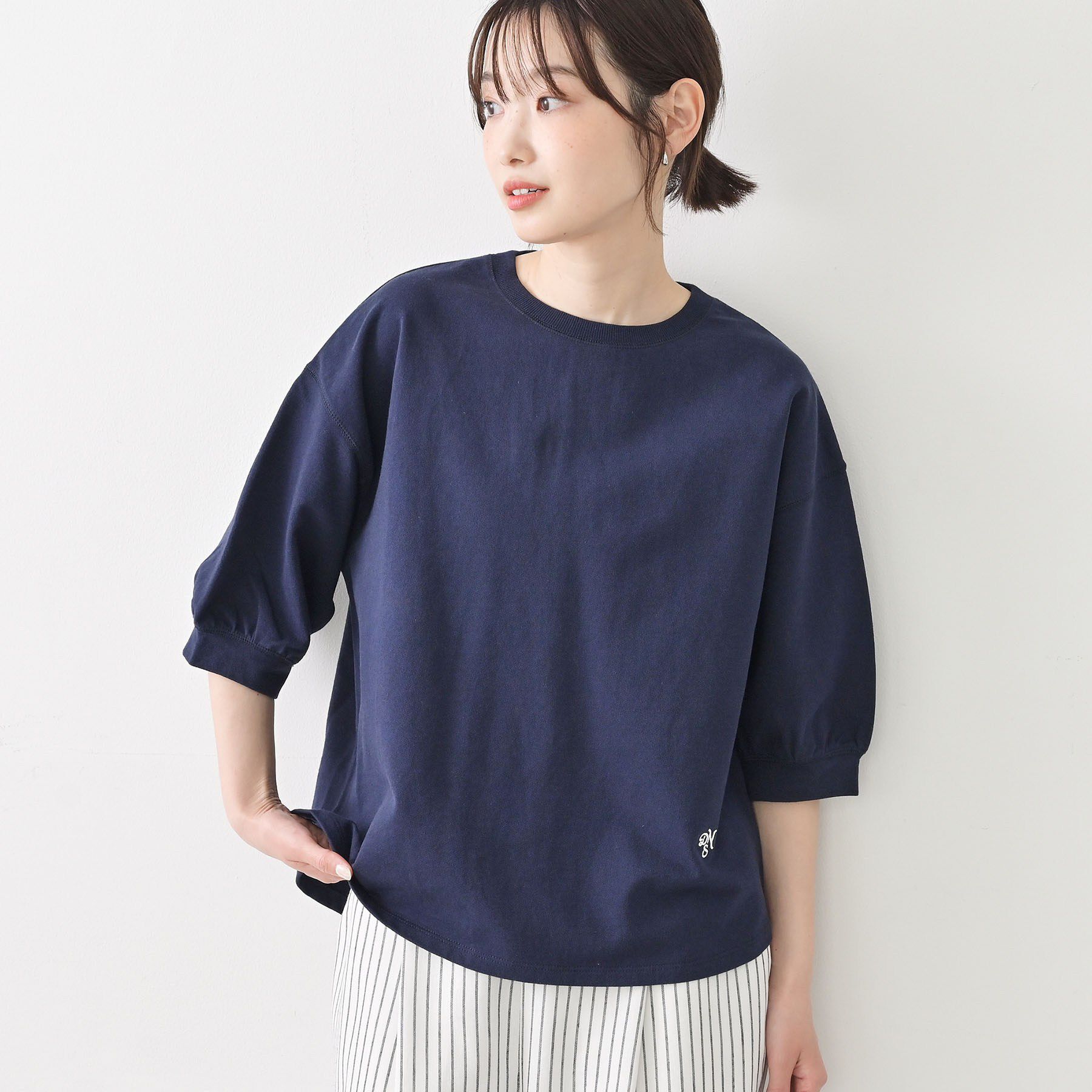 Dessin「【新色追加／360度可愛い】バックヘンリーカットソー5分袖」|Tシャツ・カットソー|
