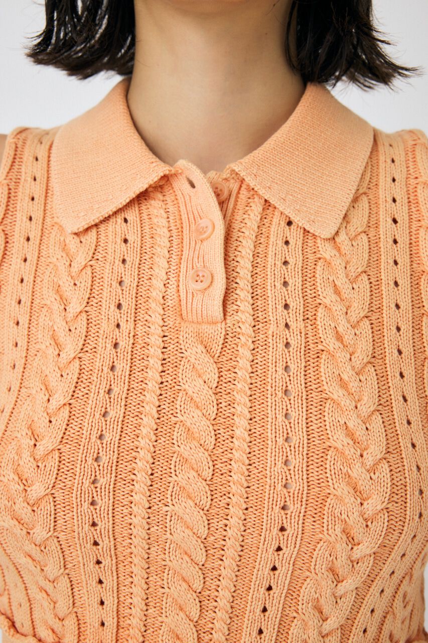 MOUSSY「CABLE KNIT POLO タンク」|タンクトップ|