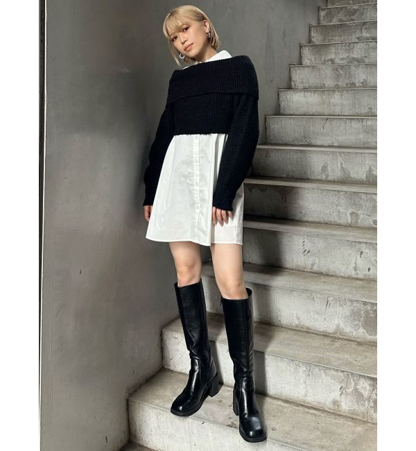 MURUA「オフショルニット&times;ミニシャツワンピSET」|ワンピース|