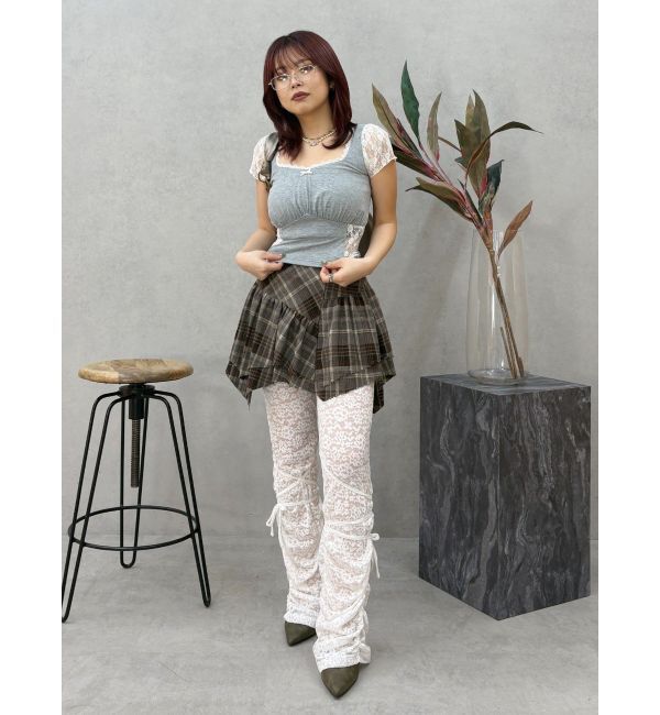 EVRIS「レースドッキングクロップドトップス」|Tシャツ・カットソー|