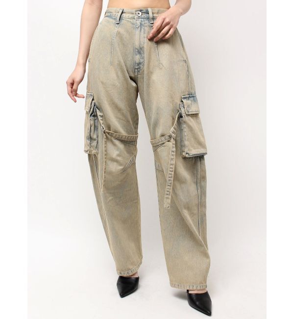 GYDA「ハイウエスト Urban Utility Wash Cargoデニムパンツ」|デニム|アイスブルー